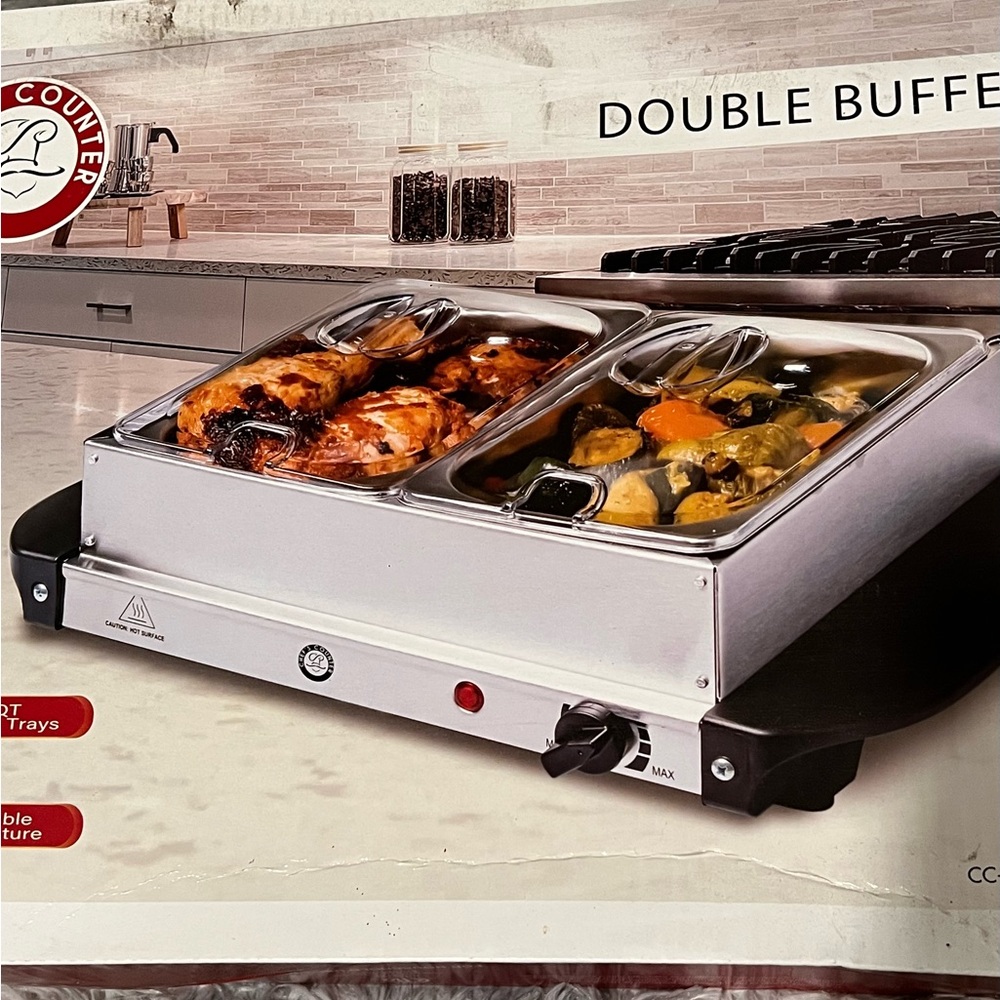 Double Buffet Server with Stainless Steel Trays